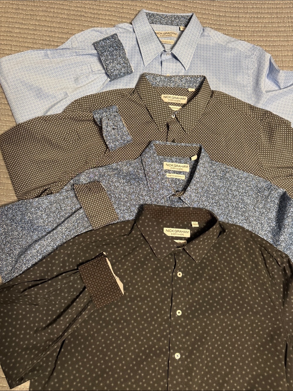 4 Nick Graham Everywhere Men’s XL Stretch Modern Fit Dress Shirts Bundle